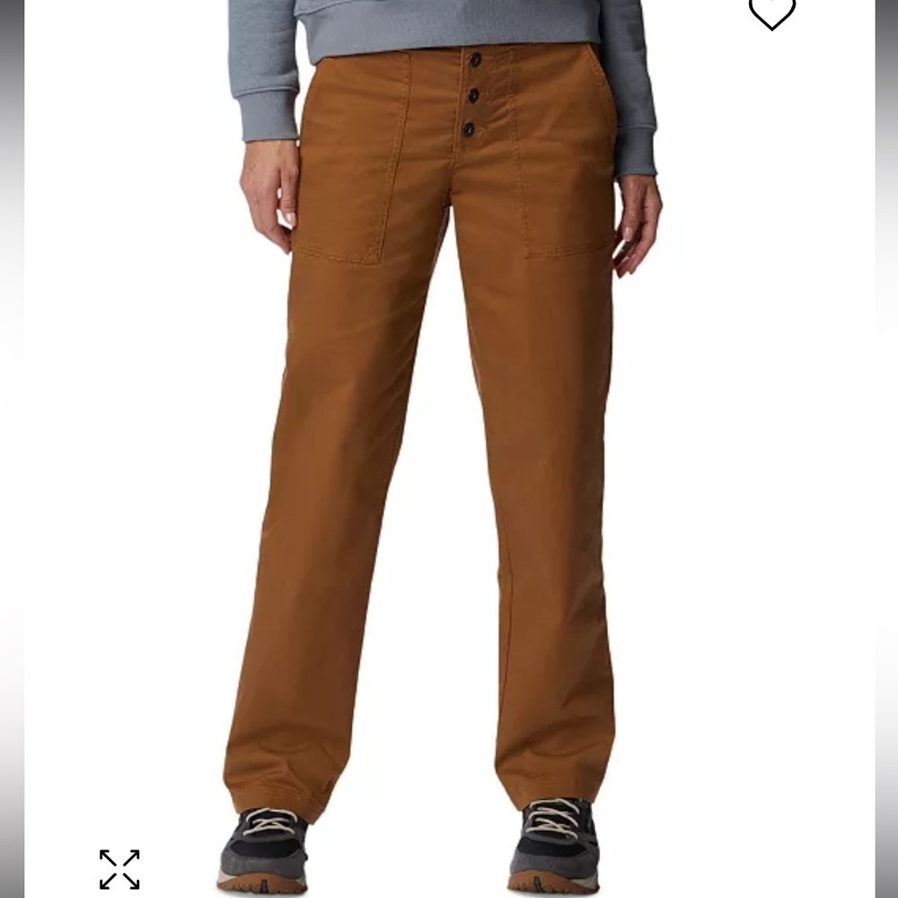 Columbia women’s brown straight leg khaki button fly pants NWT 10